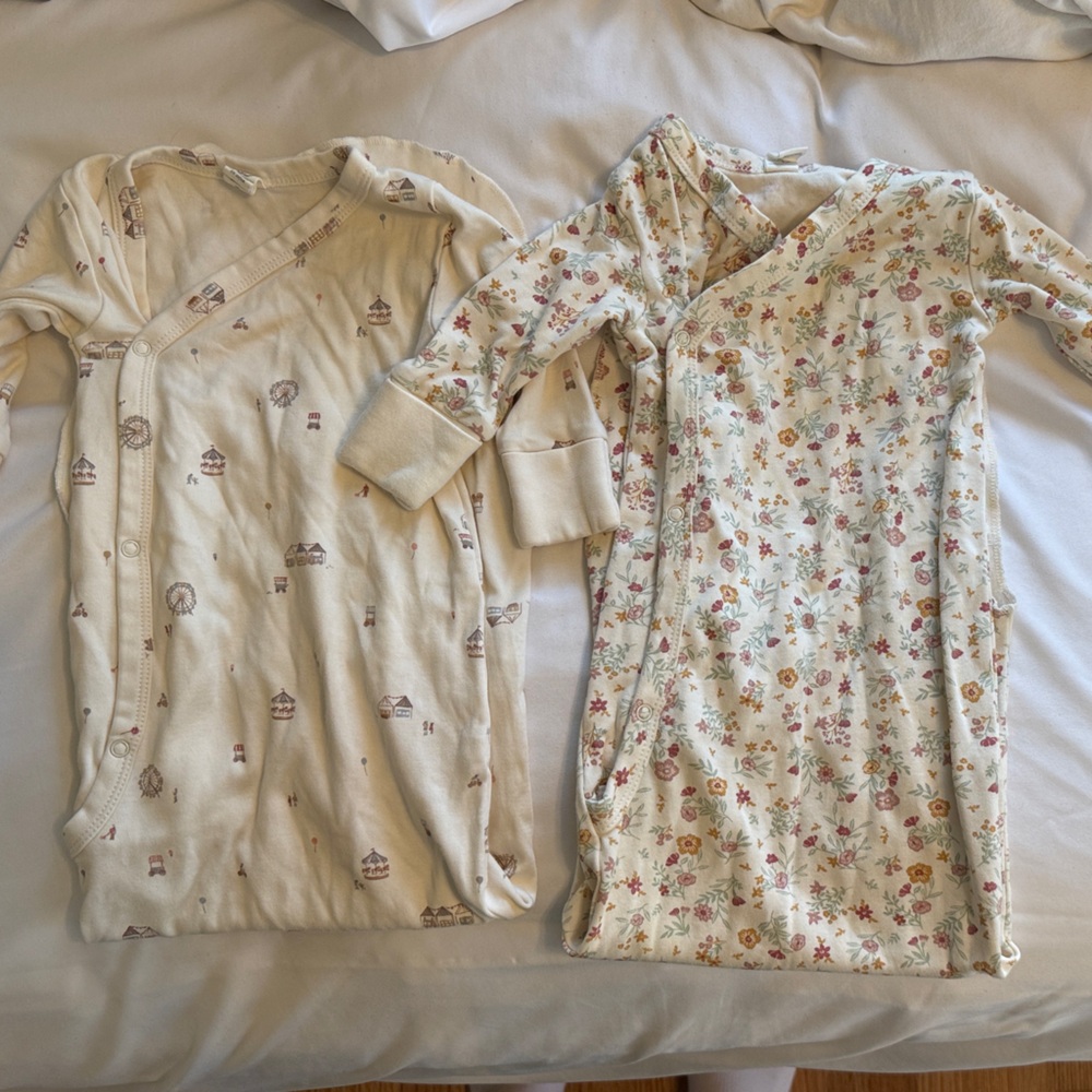 Colored Organics Cream and Floral Kids Pajamas Sleep Sacks